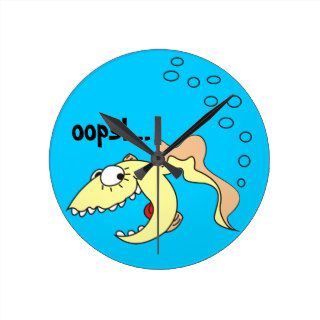 Funny Cartoon Fish Fart Kitchen Clock