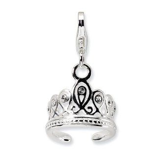 New Amore La Vita Sterling Silver 3 D Tiara Charm with Lobster Clasp with Lobster Clasp: Jewelry