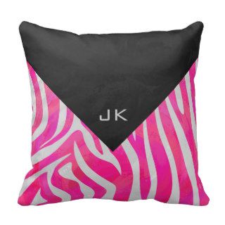 Zebra Hot Pink and White Print Pillows