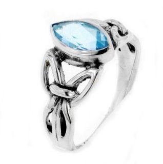 Sterling Silver Celtic Knot Blue Topaz Ring(Sizes 4, 5, 6, 7, 8, 9, 10, 11, 12, 13, 14, 15): Jewelry