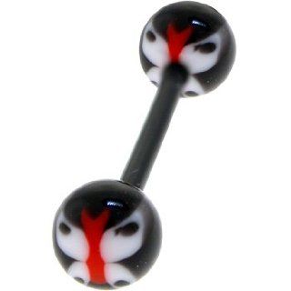 Bioplast Black Butterfly Barbell Tongue Ring: Body Piercing Barbells: Jewelry