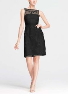 Short Sleeveless Organza Dress with Embroidery at  Womens Clothing store:
