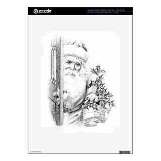 Vintage Santa Claus Comes Through The Door Decals For iPad 3