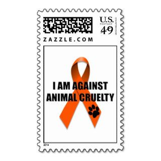 Against Animal Cruelty Orange Awareness Ribbon Stamps