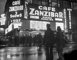 Photo Nighttime exterior Cafe Zanzibar New York City 1944   Photographs