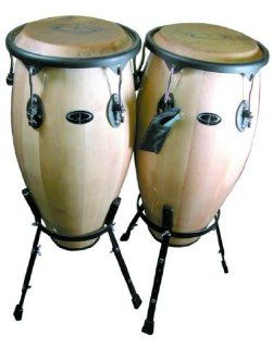 GP Percussion Wood Conga Set with Stand: Musical Instruments