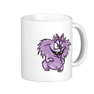 Wild Purple Cartoon Cat Coffee Mugs