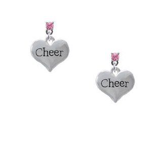 Cheer Heart Crystal Silver Post Earrings Crystal Color Rose: Delight & Co.: Jewelry