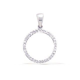 Sterling Silver Rhodium Plated 1 Inch Open Circle CZ Pendant: West Coast Jewelry: Jewelry