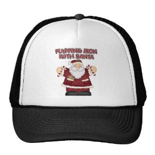 Funny Pumping Iron With Santa Mesh Hat