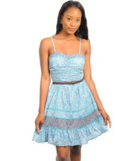 247 Frenzy Ruffle Belted Dress   Blue Grey (Large) at  Womens Clothing store: