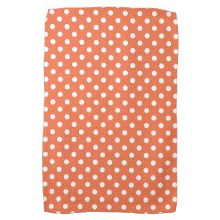 Coral Polka Dot Pattern Kitchen Towels