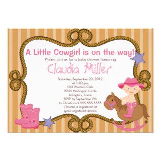 Cute Western Cowgirl Baby Shower Invitation