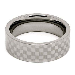 Unique 8mm Designer Tungsten Carbide Checkered Satin Ring Wedding Band Size 11: Jewelry