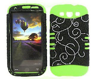 Cell Phone Skin Case Cover For Samsung Galaxy S Iii I747 White Vines On Black    Lime Green Rubber Skin + Hard Case Cell Phones & Accessories