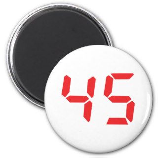 45 fourty five red alarm clock digital number fridge magnet