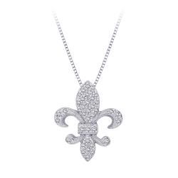 14k White Gold 1/6ct TDW Fleur de lis Diamond Necklace (G H, I2 I3) Diamond Necklaces