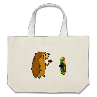 VV  Funny Hedgehog Throwing Darts Cartoon Canvas Bags