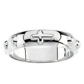 Mens and Womens Sterling Silver Rosary Band, Sizes 4, 5, 6, 7, 8, 9, 10, 11, 12: Rosary Silver Ring For Men: Jewelry