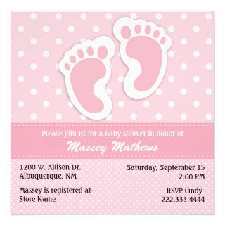 Stylish Pink & White Polka Dot Baby Shower Announcements