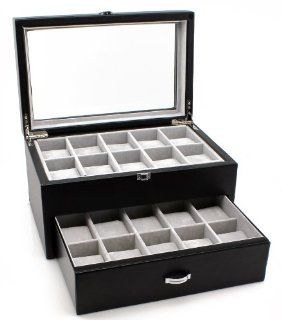 Heiden Premier Black Leather Watch Box for 20 watches (Great for Extra Large Watches): Watches