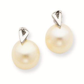 14K White Gold Cultured Pearl Post Earrings   Gold Jewelry: Reeve and Knight: Jewelry