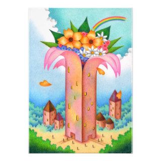 Fantasy   Flower tower Personalized Invitation