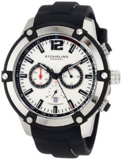 Stuhrling Original Men's 268.332D62 Champion Victory Quartz Chronograph Date Silver Dial Black Rubber Strap Watch: Watches