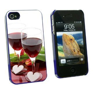 Graphics and More Love Romance Wedding Anniversary Hearts Wine Celebration   Snap On Hard Protective Case for Apple iPhone 4 4S   Blue   Carrying Case   Non Retail Packaging   Blue: Cell Phones & Accessories