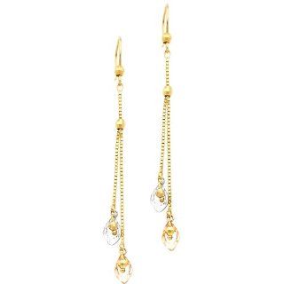 14K 3 Tri color Gold Fancy Dangle Hanging Earrings for Women: Goldenmine: Jewelry