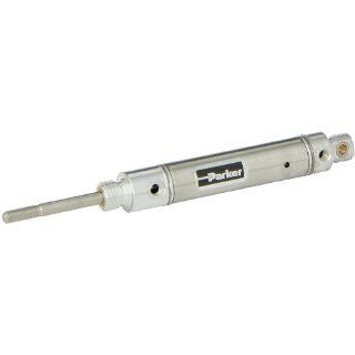 Parker .56RPSR01.0 Stainless Steel 304 Air Cylinder, Round Body, Single Acting, Spring Extend, Pivot & Nose Mount, Non cushioned, 9/16 inches Bore, 1 inches Stroke, 3/16 inches Rod OD, #10 UNF Port: Industrial Air Cylinders: Industrial & Scientific
