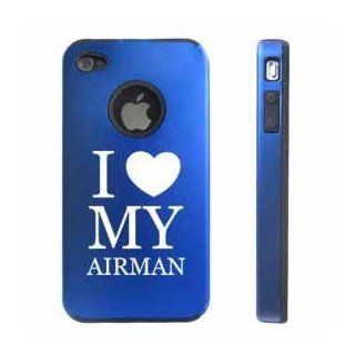 Apple iPhone 4 4S Blue D6402 Aluminum & Silicone Case Cover I Love My Airman Air Force: Cell Phones & Accessories