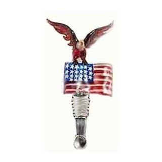 Hand Blown Glass Eagle with American Flag Wine Bottle Stopper Yurana Designs   BS037  