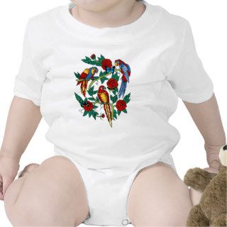 PARROTS BUTTERFLIES AND ROSES TATTOO PRINT BODYSUITS