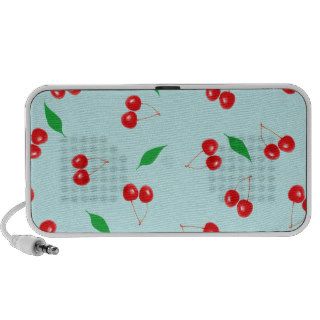 Fresh Pink Cherries on a Mint Background Notebook Speakers