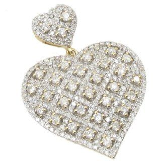 Womens 2.31ctw 14k Yellow Gold White diamond heart pendant LP324Y 25mm wide and 38mm long: AM: Jewelry