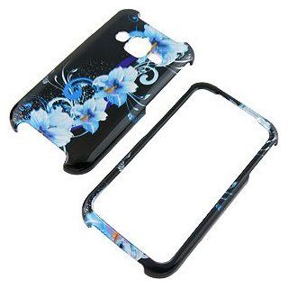 Blue Flowers Black Protector Case for Samsung Galaxy Rugby Pro i547: Cell Phones & Accessories