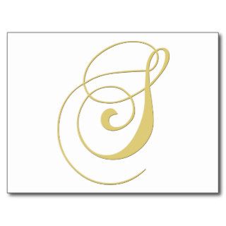 Monogram Letter S Golden Single Post Cards