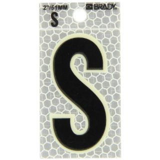 Brady 3000 S 2 3/8" Height, 1 1/2" Width, B 309 High Intensity Prismatic Reflective Sheeting, Black And Silver Color Glow In The Dark/Ultra Reflective Letter, Legend "S" (Pack Of 10): Industrial Warning Signs: Industrial & Scientifi