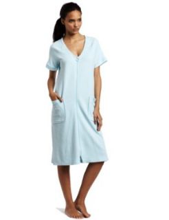 Casual Moments Women's 42" Zip Front Shirt, Blue, X Large at  Womens Clothing store: Nightgowns