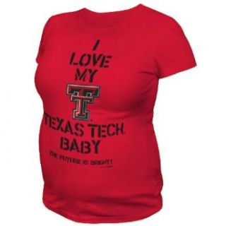 NCAA Texas Tech Red Raiders T.Fisher I Love My Baby Maternity Tee Shirt (Red, Medium) : Sports Fan T Shirts : Clothing