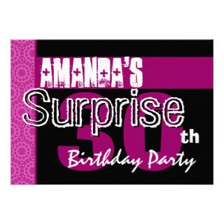 30th Surprise Birthday Party Pink Pattern Template Custom Invite