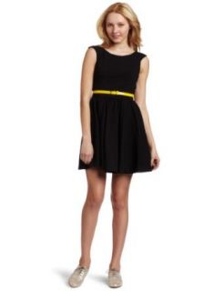 XOXO Juniors Full Skirt Belted Dress, Black, 9/10 at  Womens Clothing store