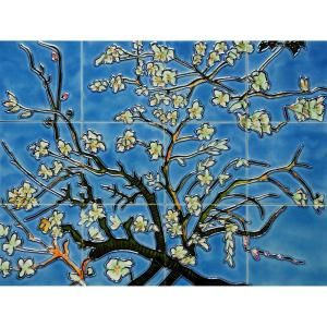 overstockArt Van Gogh, Branches of an Almond Tree in Blossom Mural 18 in. x 24 in. Wall Tiles TVG4096X6X12