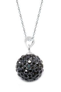 Sterling Silver Black Color Crystal Ball Pendant: Jewelry