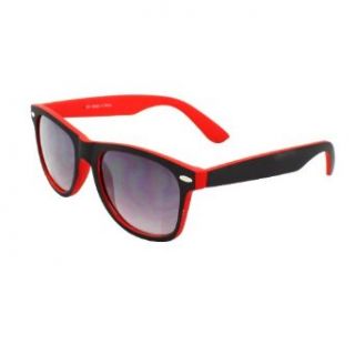Wayfarer Fashion Sunglasses 351BKRDPB Black with Rubber Coatin Red Frame Purple Black Lenses for Women and Men: Clothing