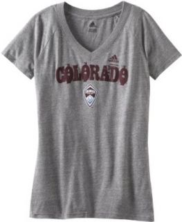 MLS Colorado Rapids Universal Roughed Up Tri Blend V Neck Women's T Shirt : Sports Fan T Shirts : Clothing