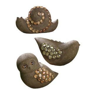 Grasslands Road Garden Mist Owl Snail Bird Figurines with Stones 3 Styles, Set of 3 (Discontinued by Manufacturer) : Outdoor Statues : Patio, Lawn & Garden