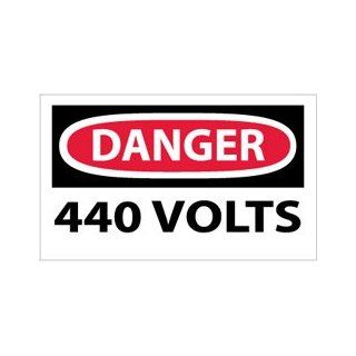 NMC D325AP OSHA Sign, Legend "DANGER   440 VOLTS", 5" Length x 3" Height, Pressure Sensitive Adhesive Vinyl, Black/Red on White (Pack of 5): Industrial Warning Signs: Industrial & Scientific