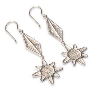 Sterling silver filigree earrings, 'Inca Sun': Jewelry